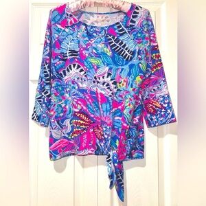Lilly Pulitzer Women’s Knot Front Tunic Top – Long Sleeve – Size Small EUC